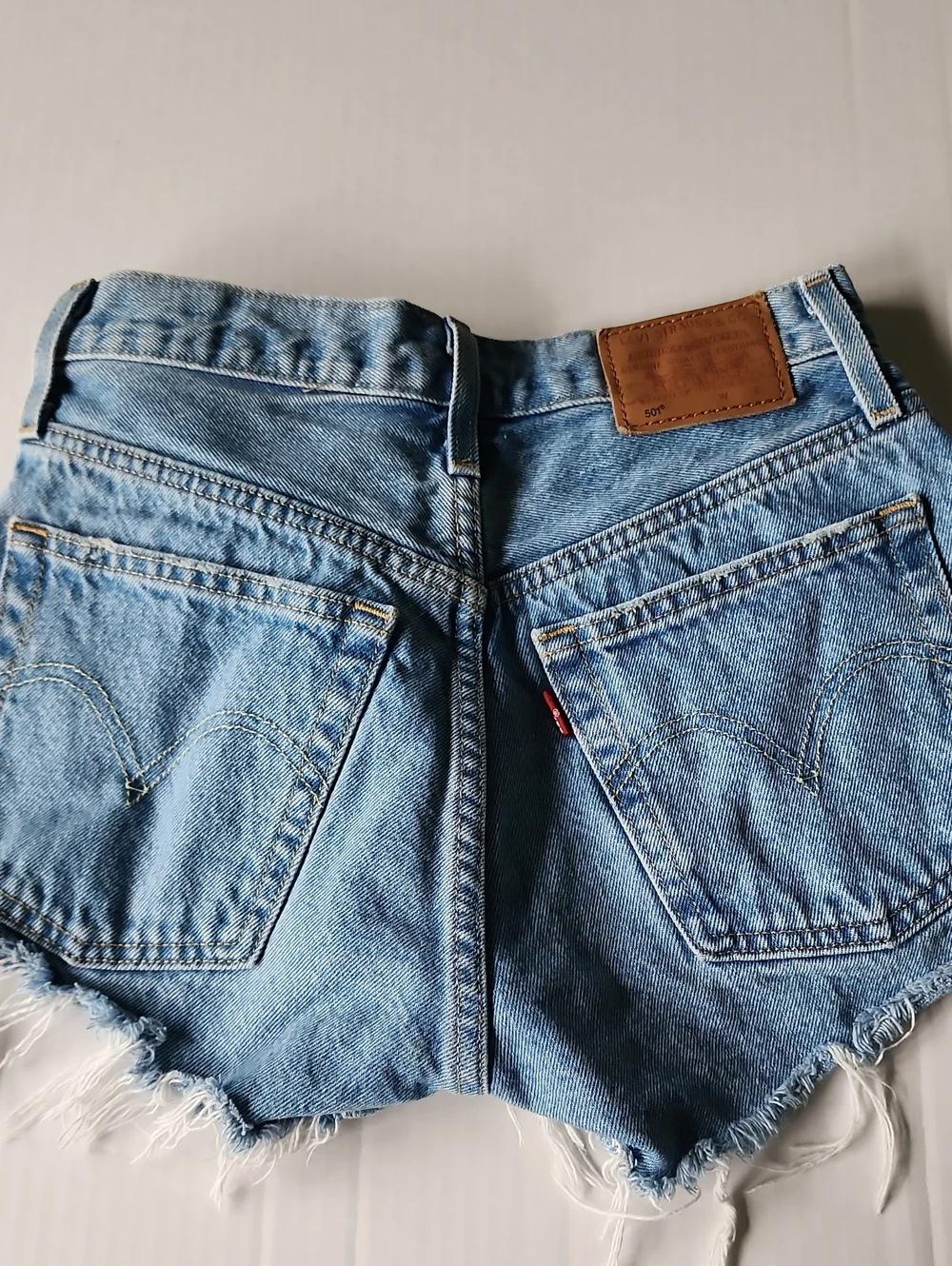 Levi's 501 Premium Distressed Button Fly Denim Shorts, Size 24 - Picture 3 of 10